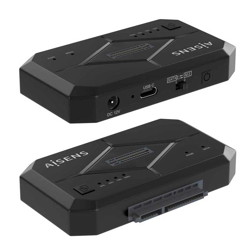 Estación de Docking SATA 2.5/3.5, M.2 NVMe a USB 3.0/3.1 Gen1, Clone, Negro - Imagen 3