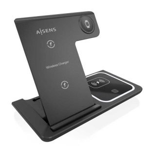 Cargador Inalámbrico USB-C 3 en 1 de 15W Móvil, Negro