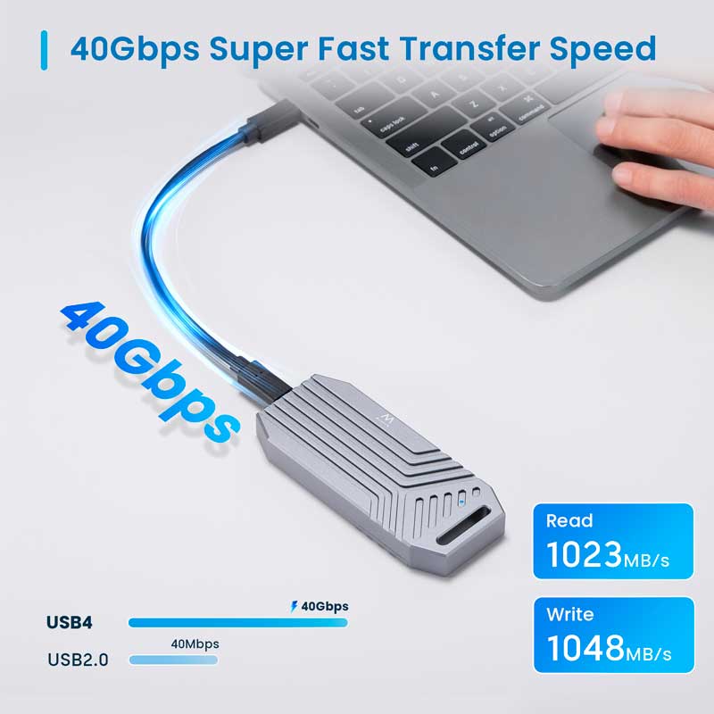 ewent EW7062 carcasa USB4 40Gbps para M.2 NVMe PCIe - Imagen 2