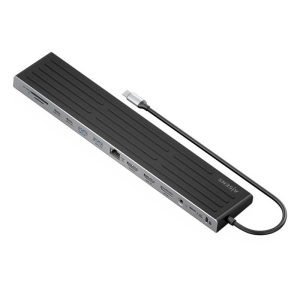 ASUC-13P042-GR – USB-C Dock 13 en 1, USB-C a 2xHDMI, 1xDisplayport, 1xRJ45, 3xUSB-A, 2xUSB-C, 1xUSB-C PD, 1xSD, 1xMicro SD, 1xAudio, 1xRanura Kensington, 30cm
