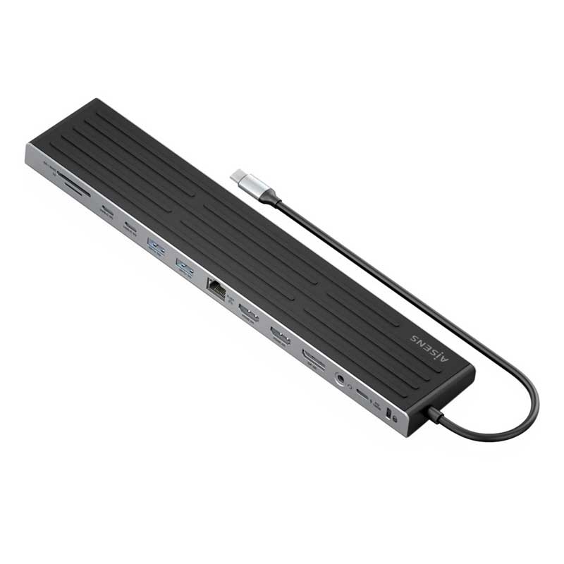 ASUC-13P042-GR – USB-C Dock 13 en 1, USB-C a 2xHDMI, 1xDisplayport, 1xRJ45, 3xUSB-A, 2xUSB-C, 1xUSB-C PD, 1xSD, 1xMicro SD, 1xAudio, 1xRanura Kensington, 30cm
