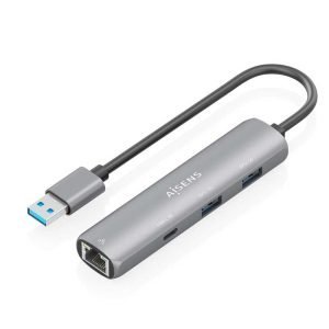 AISENS Dock USB-A a Ethernet Gigabit + Hub 1xUSB-C 2xUSB-A 15cm