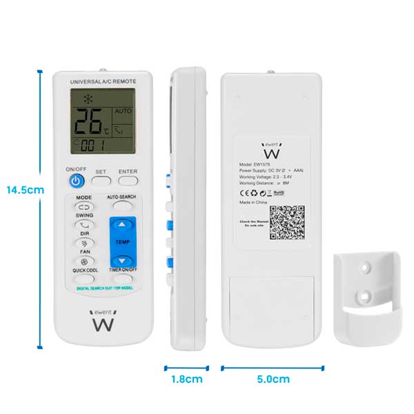 ewent mando a distancia universal para aire acondicionado con soporte de pared - Imagen 2